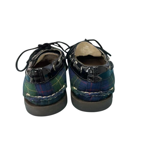 Sperry Tartan Plaid Canvas Patent Leather Trim Lace Up Boat Shoe Womens Size 6 - Picture 7 of 8